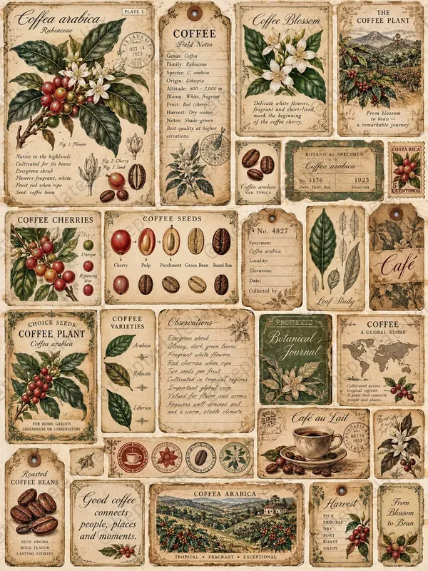 Vintage Coffee Ephemera Sheets