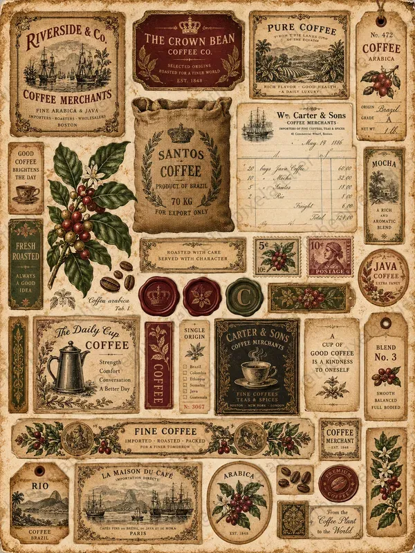 Vintage Coffee Ephemera Sheets