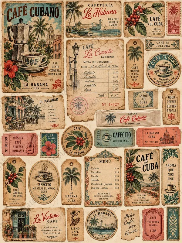 Vintage Coffee Ephemera Sheets