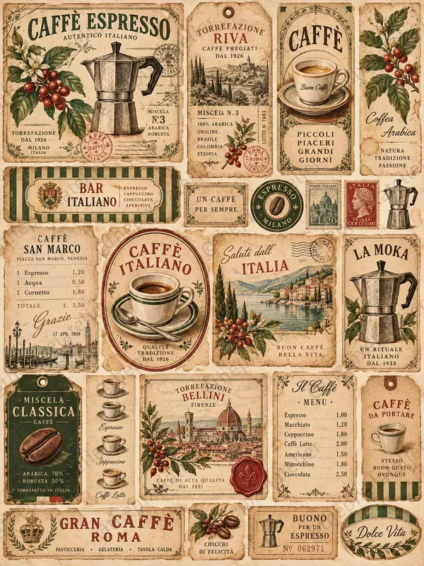 Vintage Coffee Ephemera Sheets