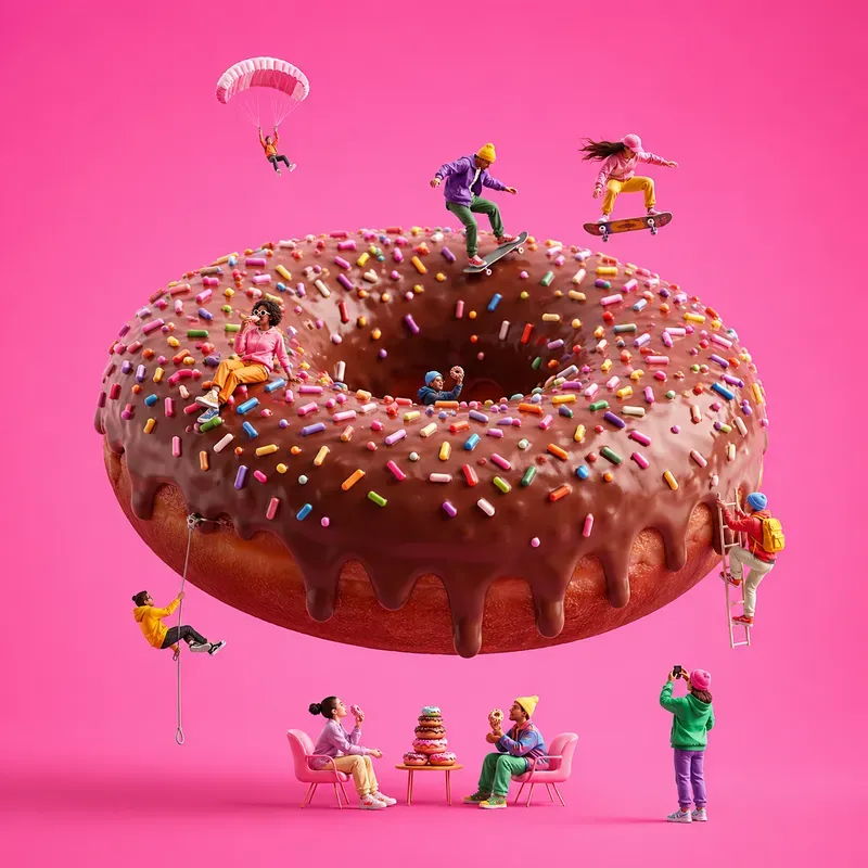 Mini Worlds On Giant Desserts