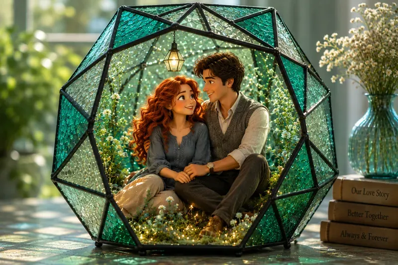 3D Stained Glass Couple Terrarium Photos