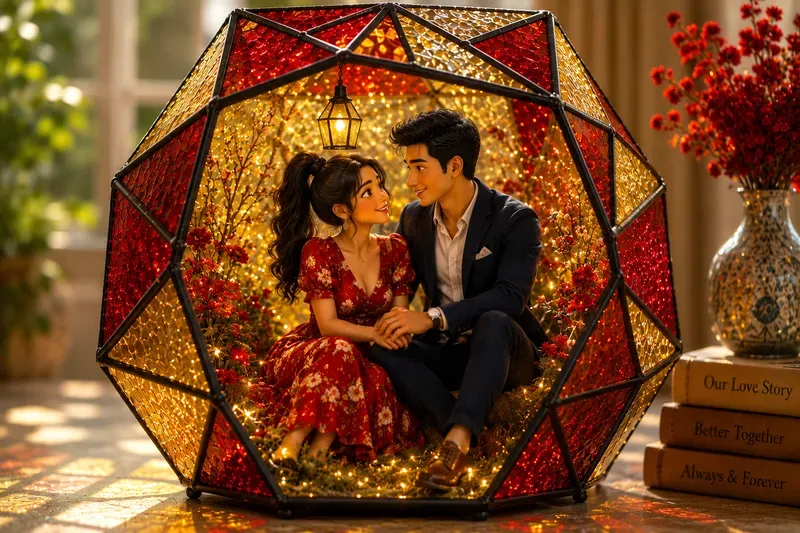 3D Stained Glass Couple Terrarium Photos