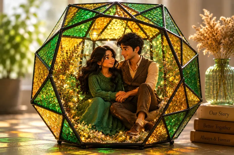 3D Stained Glass Couple Terrarium Photos