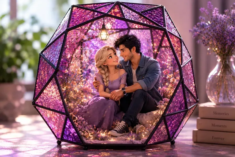 3D Stained Glass Couple Terrarium Photos
