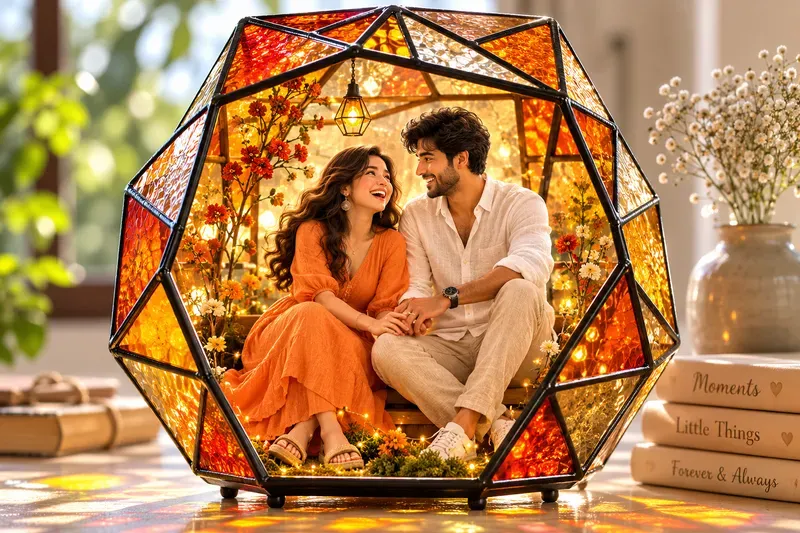 3D Stained Glass Couple Terrarium Photos