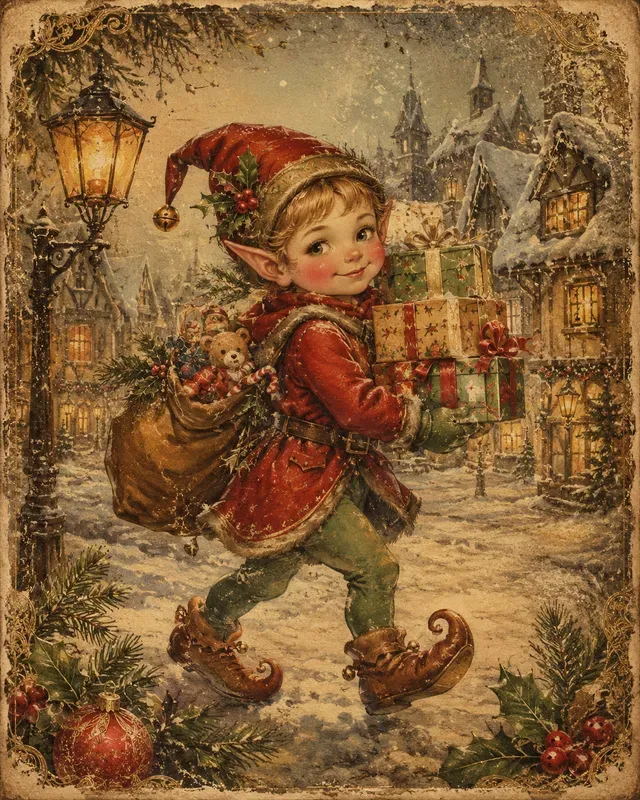 Vintage Christmas Ephemera Character Art