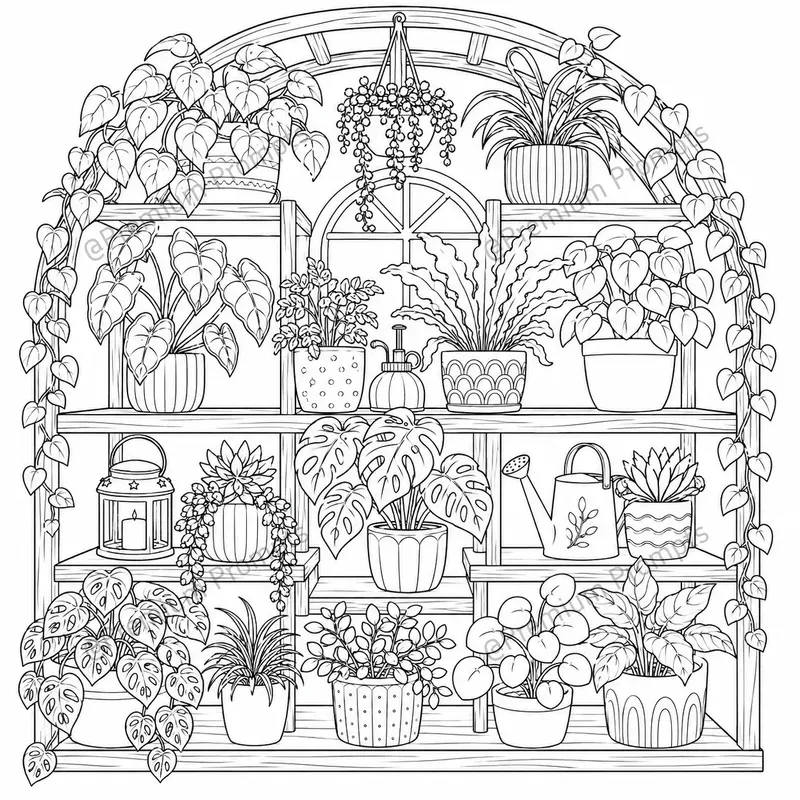 Cozy Home Greenhouse Coloring Book Pages