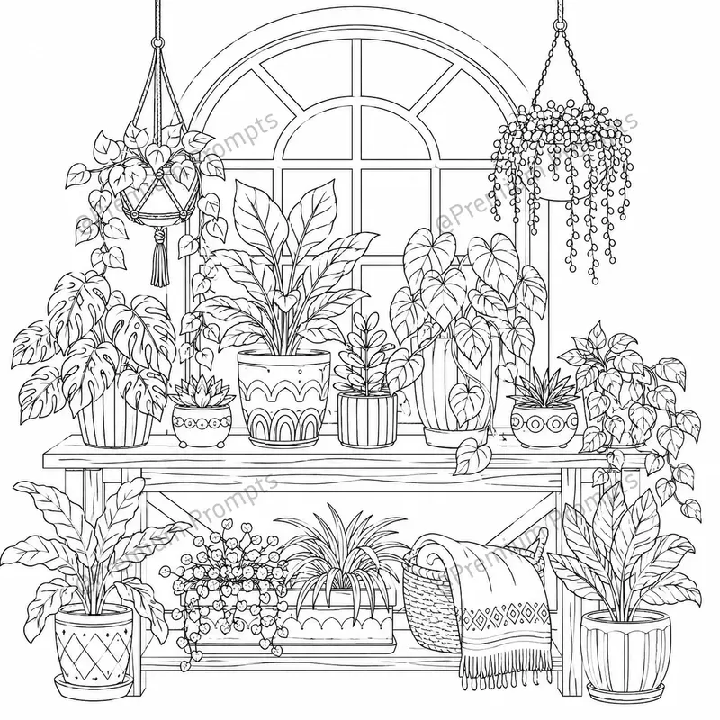 Cozy Home Greenhouse Coloring Book Pages
