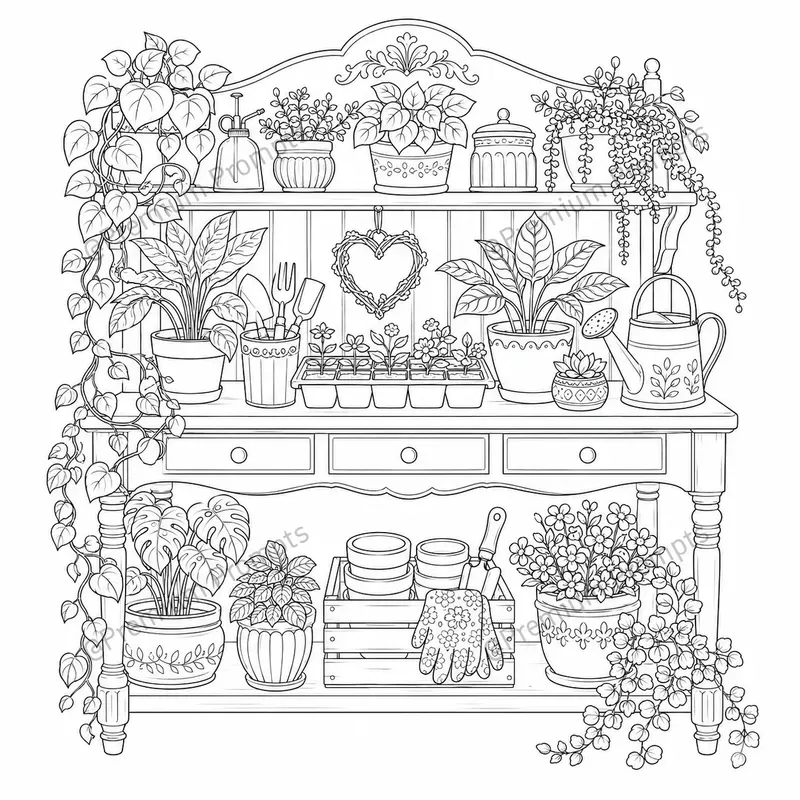 Cozy Home Greenhouse Coloring Book Pages