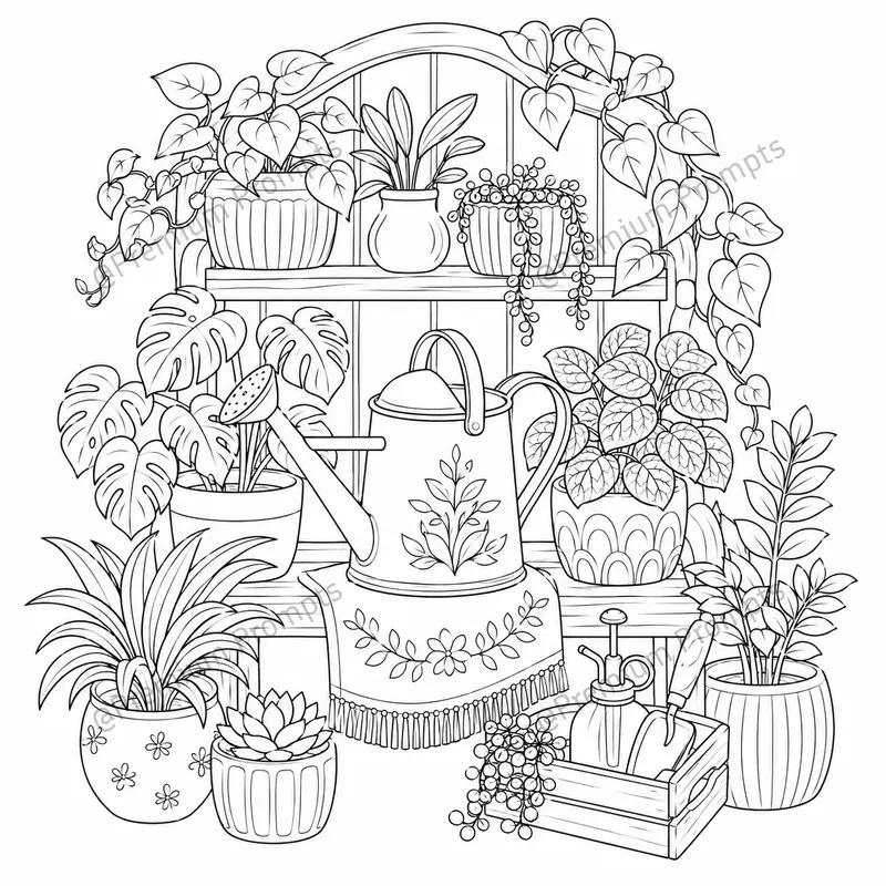 Cozy Home Greenhouse Coloring Book Pages
