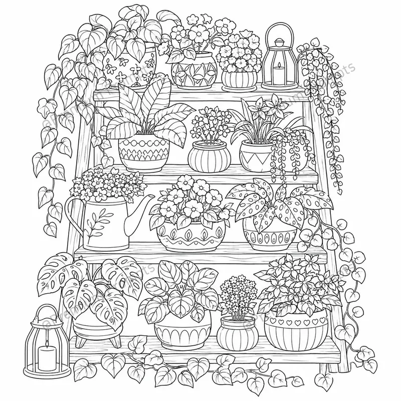 Cozy Home Greenhouse Coloring Book Pages