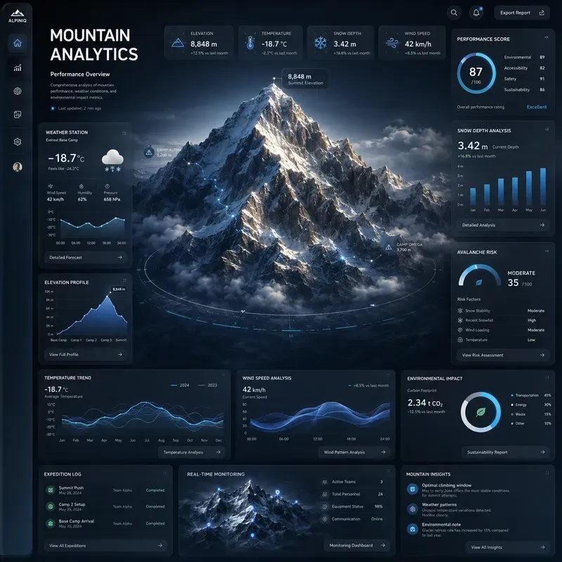 Cinematic 3D Data Dashboard Scenes
