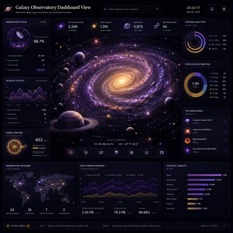 Cinematic 3D Data Dashboard Scenes