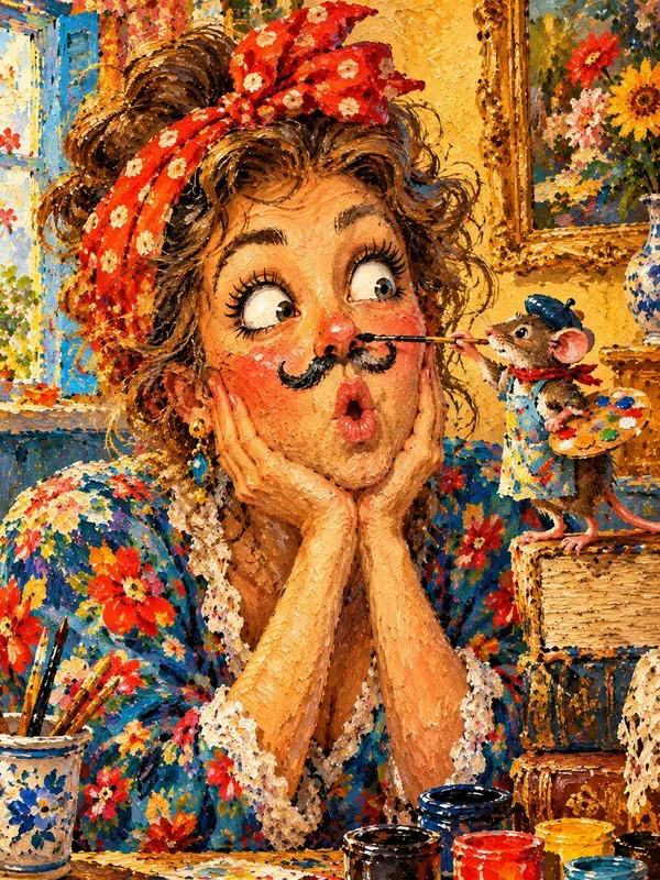 Shocked Characters Oil Art