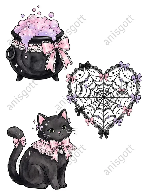 Spooky Coquette Halloween Clipart Sets