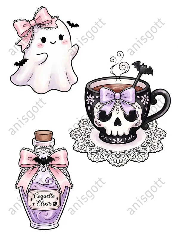Spooky Coquette Halloween Clipart Sets