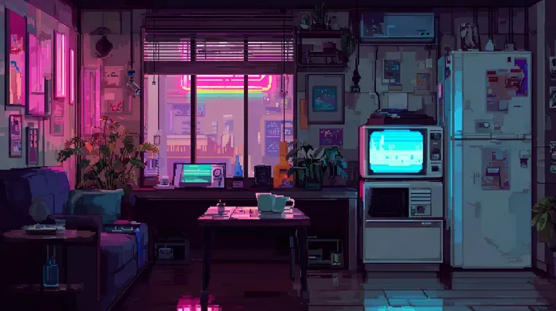 2D Retro Pixel Bgs Midnight Neon