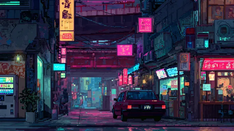 2D Retro Pixel Bgs Midnight Neon