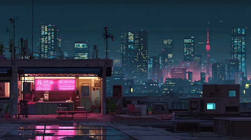 2D Retro Pixel Bgs Midnight Neon
