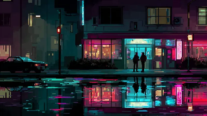 2D Retro Pixel Bgs Midnight Neon