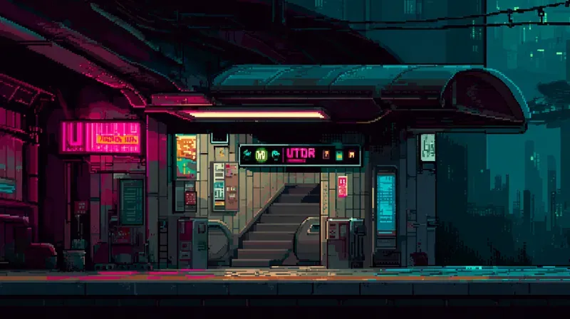 2D Retro Pixel Bgs Midnight Neon