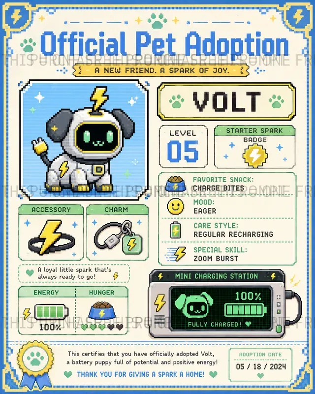 Pixel Pet Adoption Certificates
