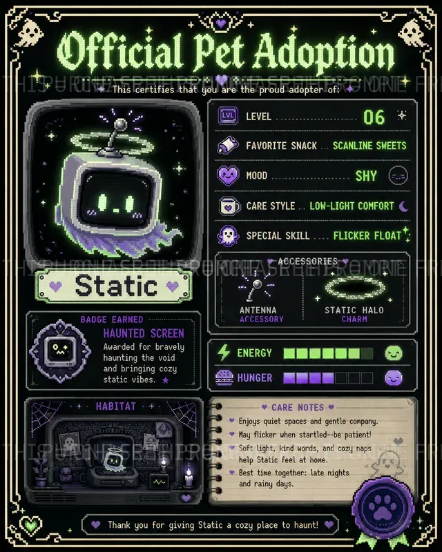 Pixel Pet Adoption Certificates