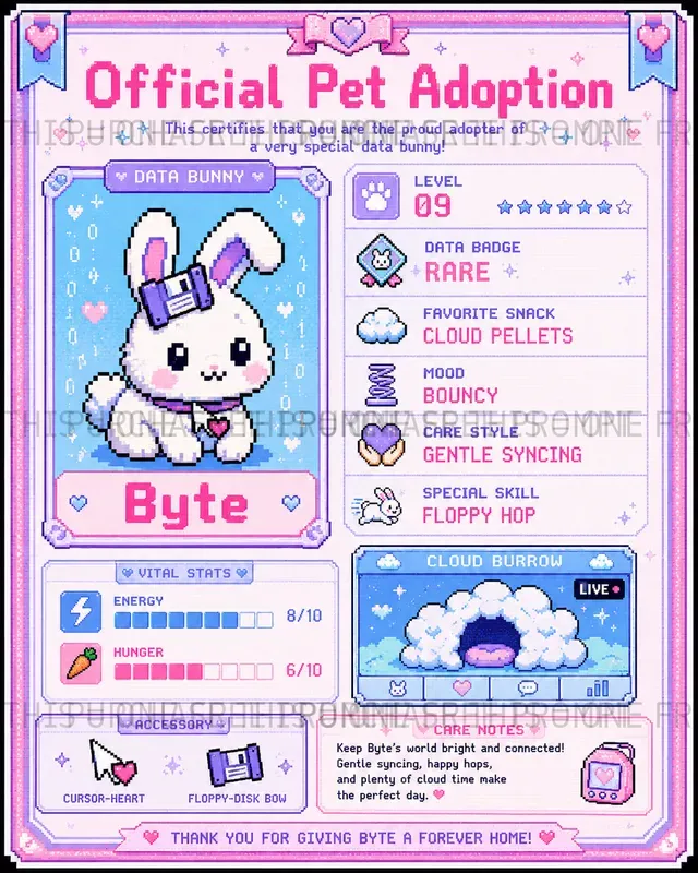 Pixel Pet Adoption Certificates