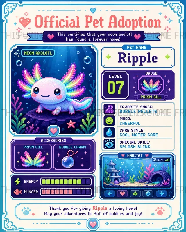 Pixel Pet Adoption Certificates
