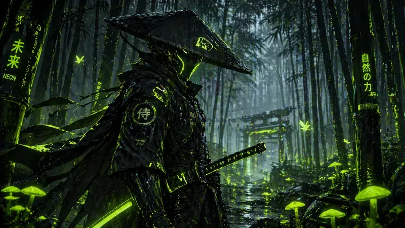 Neon Lime Cyber Anime Scenes