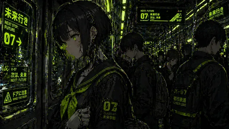 Neon Lime Cyber Anime Scenes