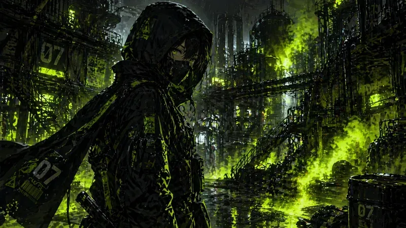 Neon Lime Cyber Anime Scenes