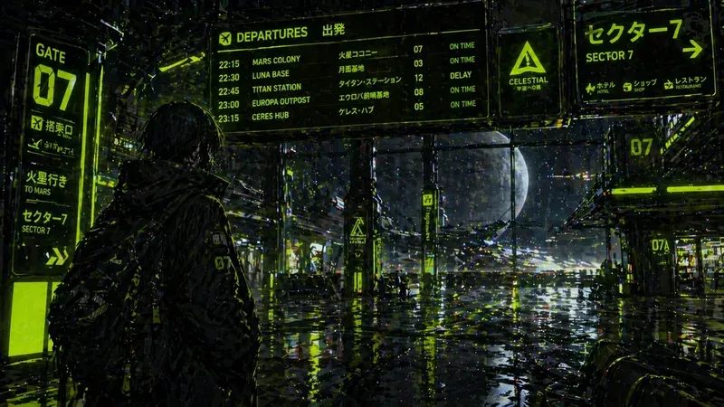 Neon Lime Cyber Anime Scenes