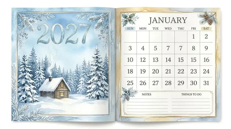 Custom Year Printable Watercolor Calendars