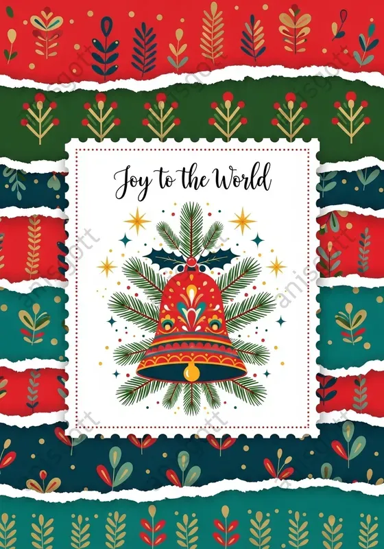 Folk Art Christmas Stamps Cards Clipart