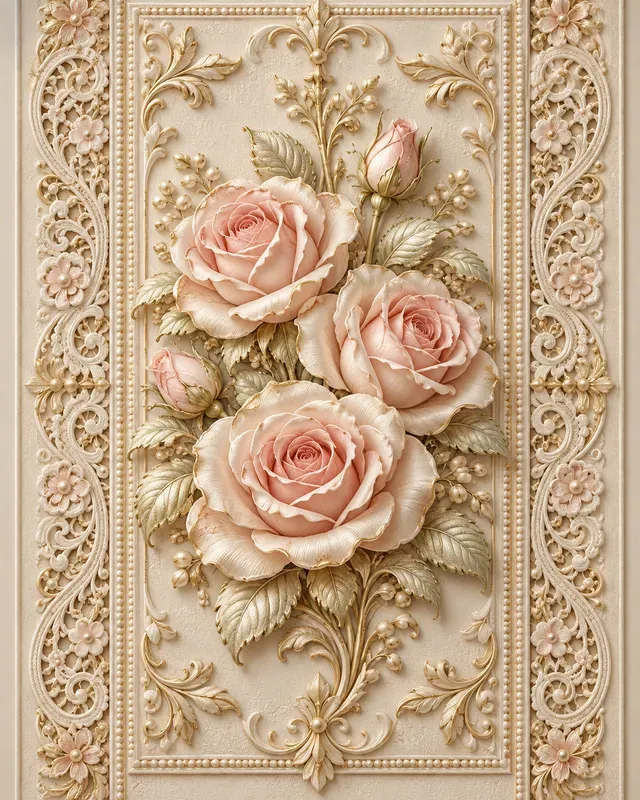 Lace Botanical Relief Panels