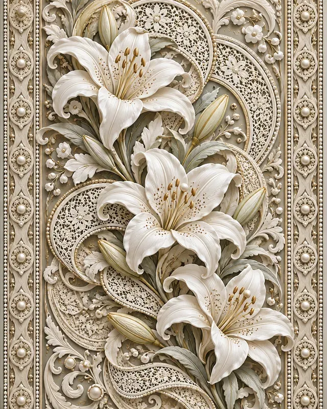 Lace Botanical Relief Panels