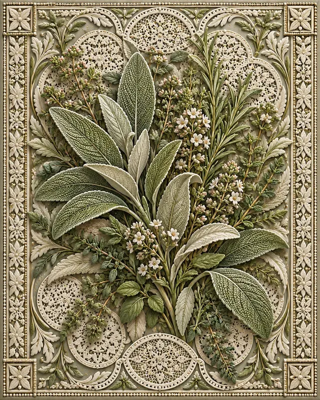 Lace Botanical Relief Panels