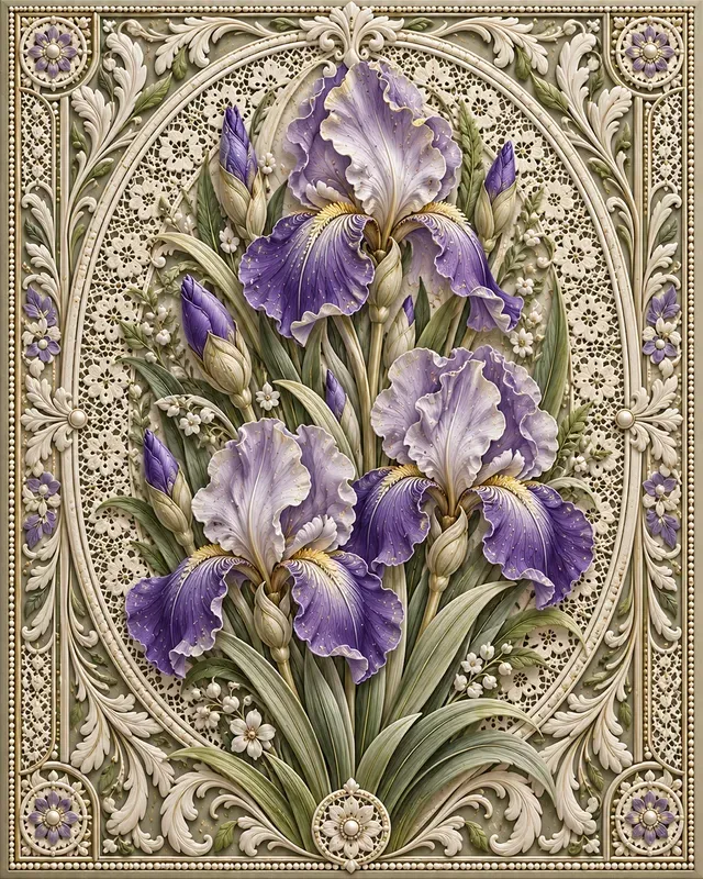 Lace Botanical Relief Panels
