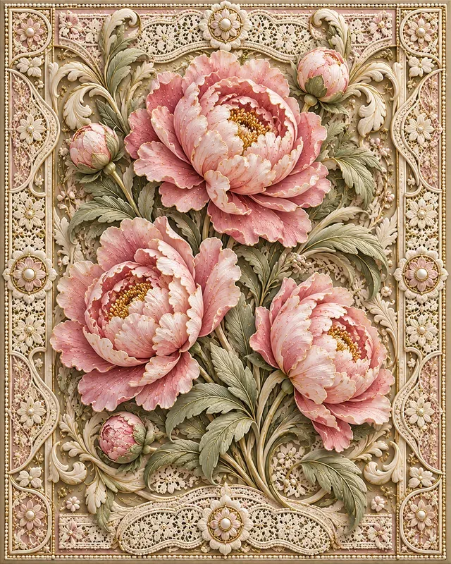 Lace Botanical Relief Panels