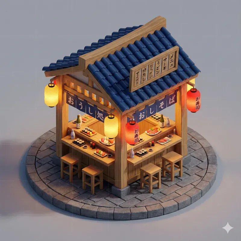 3D Isometric Food Shops
