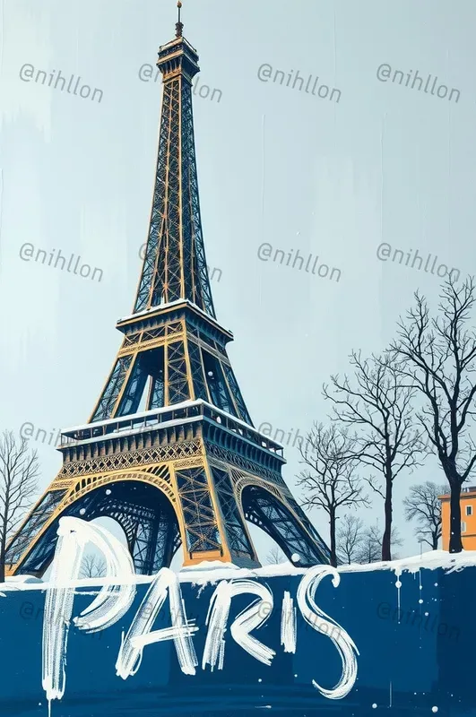 Winter Bold Travel Poster Paint Art
