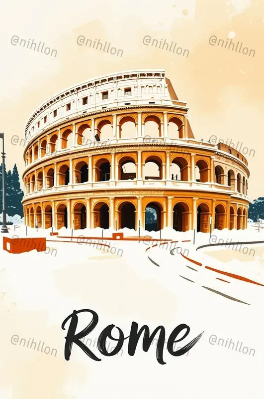 Winter Bold Travel Poster Paint Art