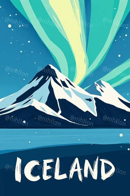 Winter Bold Travel Poster Paint Art
