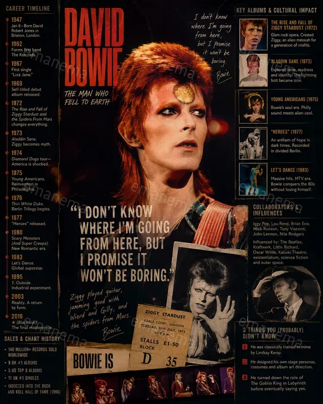 Information Posters About Music Stars