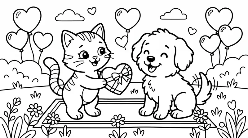 Valentine Animal Coloring Page Generator