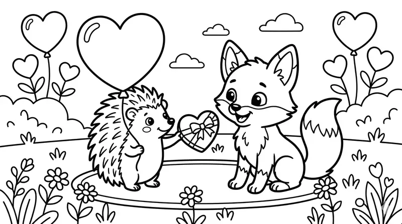 Valentine Animal Coloring Page Generator