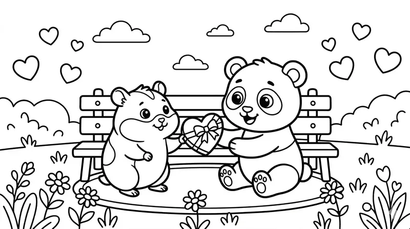 Valentine Animal Coloring Page Generator