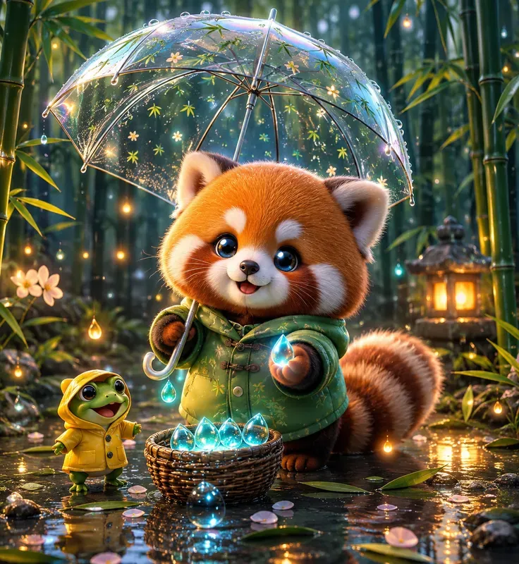 Whimsical Rainy Kawaii Worlds